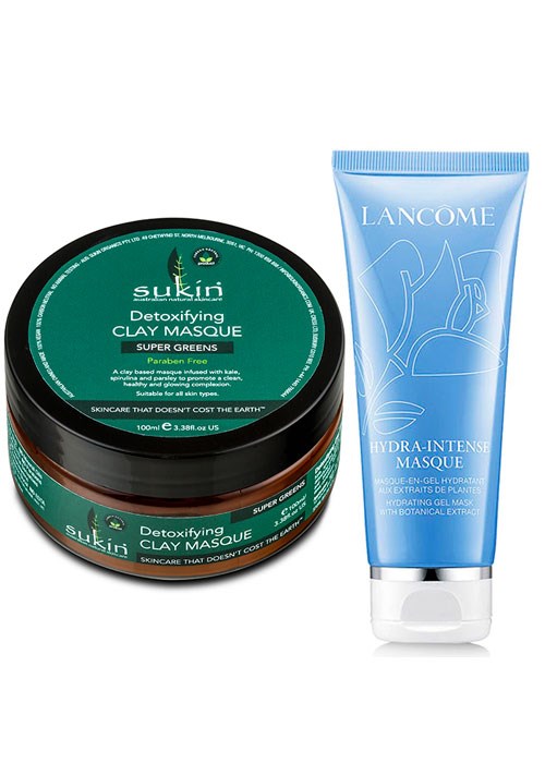Sukin Super Greens Detoxifying Facial Masque & Lancôme Hydra Intense Masque