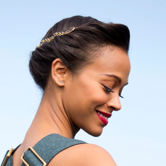 Zoe Saldana twisted updo